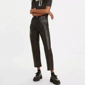 EUC Levis Math Club Slacks Pants Womens 30 Black Faux Leather Premium Academic